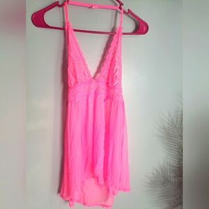 Victoria Secret Sheer Pink Lingerie Size Large